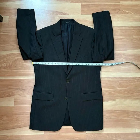 John Varvatos Gray Pinstripe Worsted Wool Sullivan Suit Jacket Blazer Size 40R/M